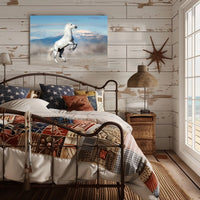 Majestic White Horse Desert Scene Animal Poster PosterGoat