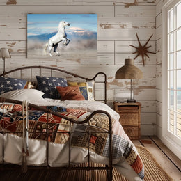 Majestic White Horse Desert Scene Animal Poster PosterGoat