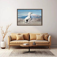 Majestic White Horse Desert Scene Animal Poster PosterGoat