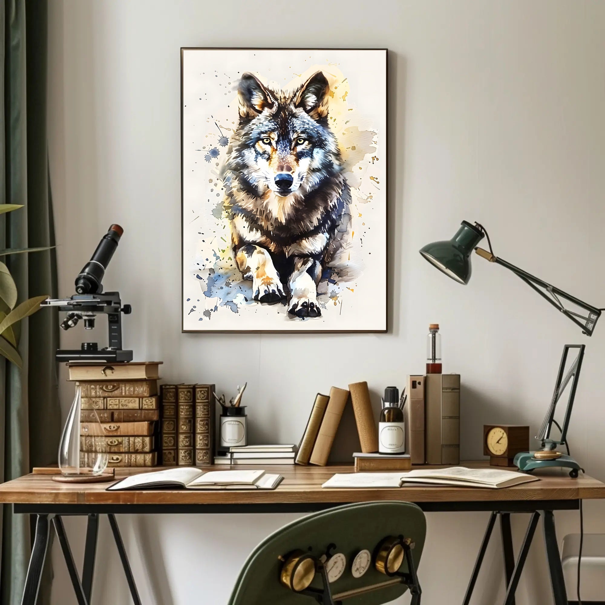 Majestic Wolf Realism Abstract Animal Artistic Poster PosterGoat