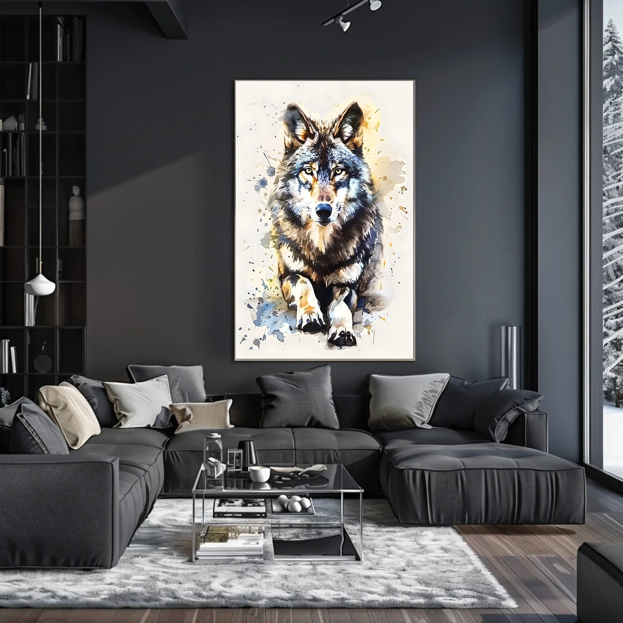 Majestic Wolf Realism Abstract Animal Artistic Poster PosterGoat