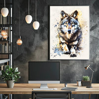 Majestic Wolf Realism Abstract Animal Artistic Poster PosterGoat