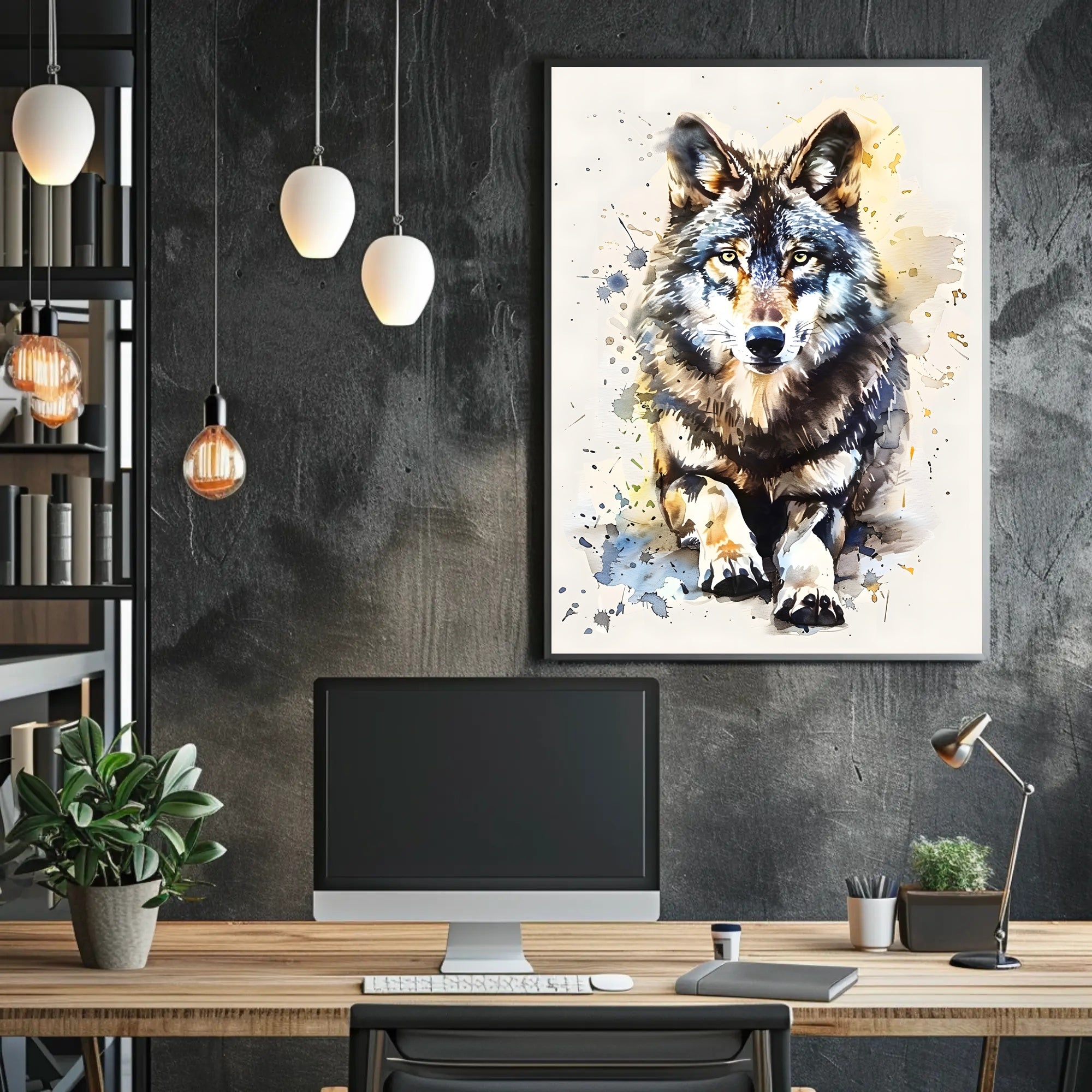 Majestic Wolf Realism Abstract Animal Artistic Poster PosterGoat