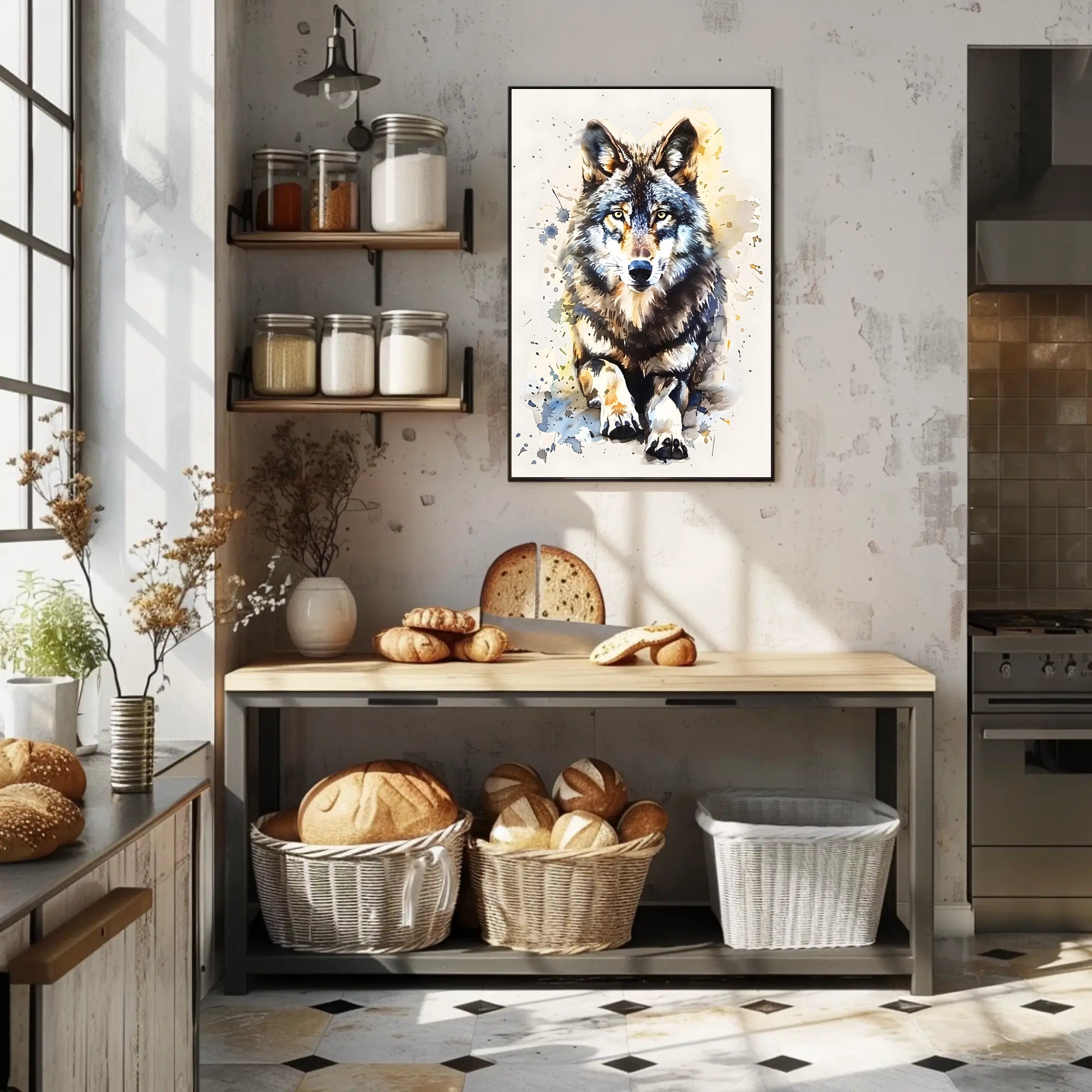 Majestic Wolf Realism Abstract Animal Artistic Poster PosterGoat