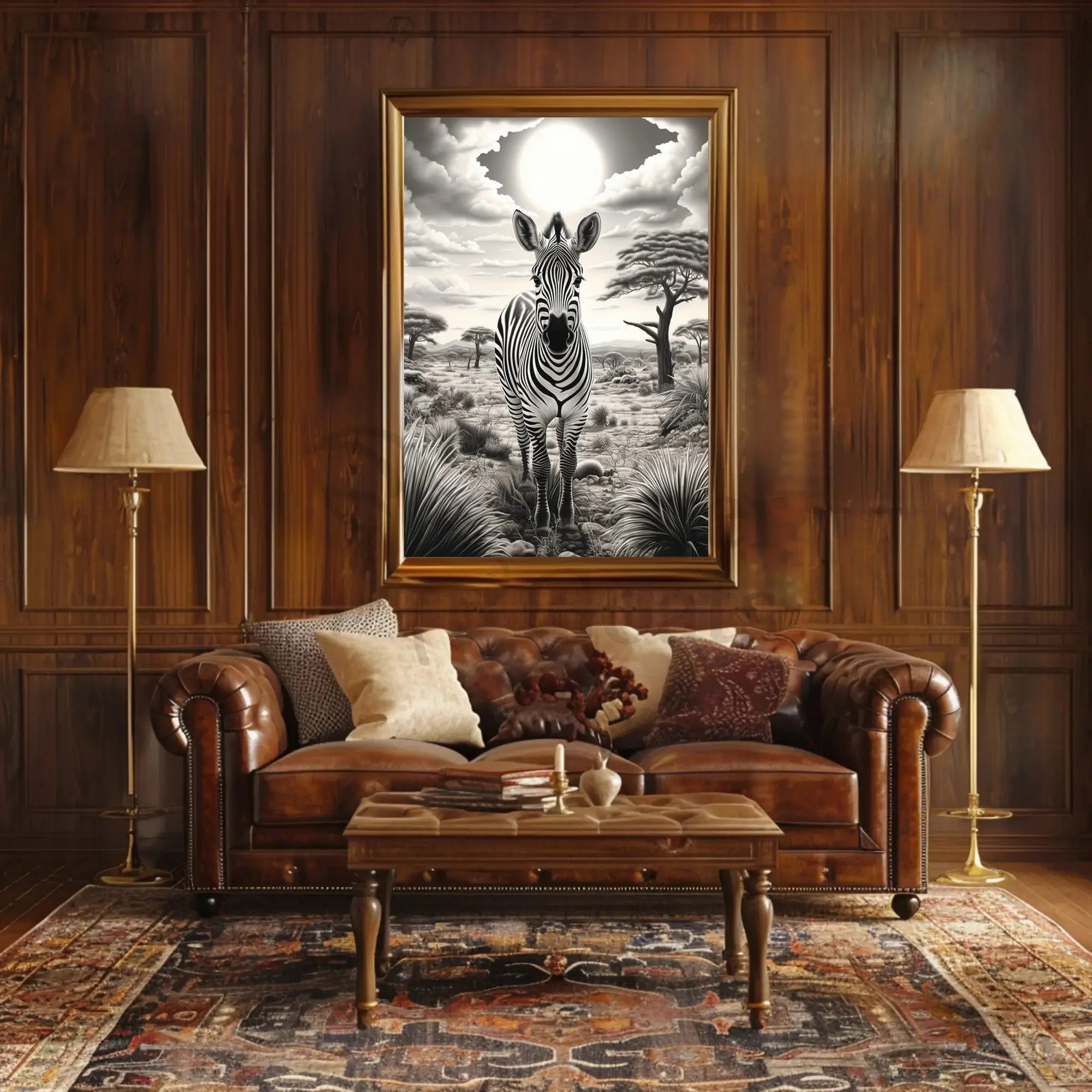 Majestic Zebra Savanna Scene Animal Poster PosterGoat