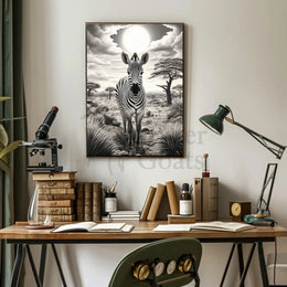 Majestic Zebra Savanna Scene Animal Poster PosterGoat
