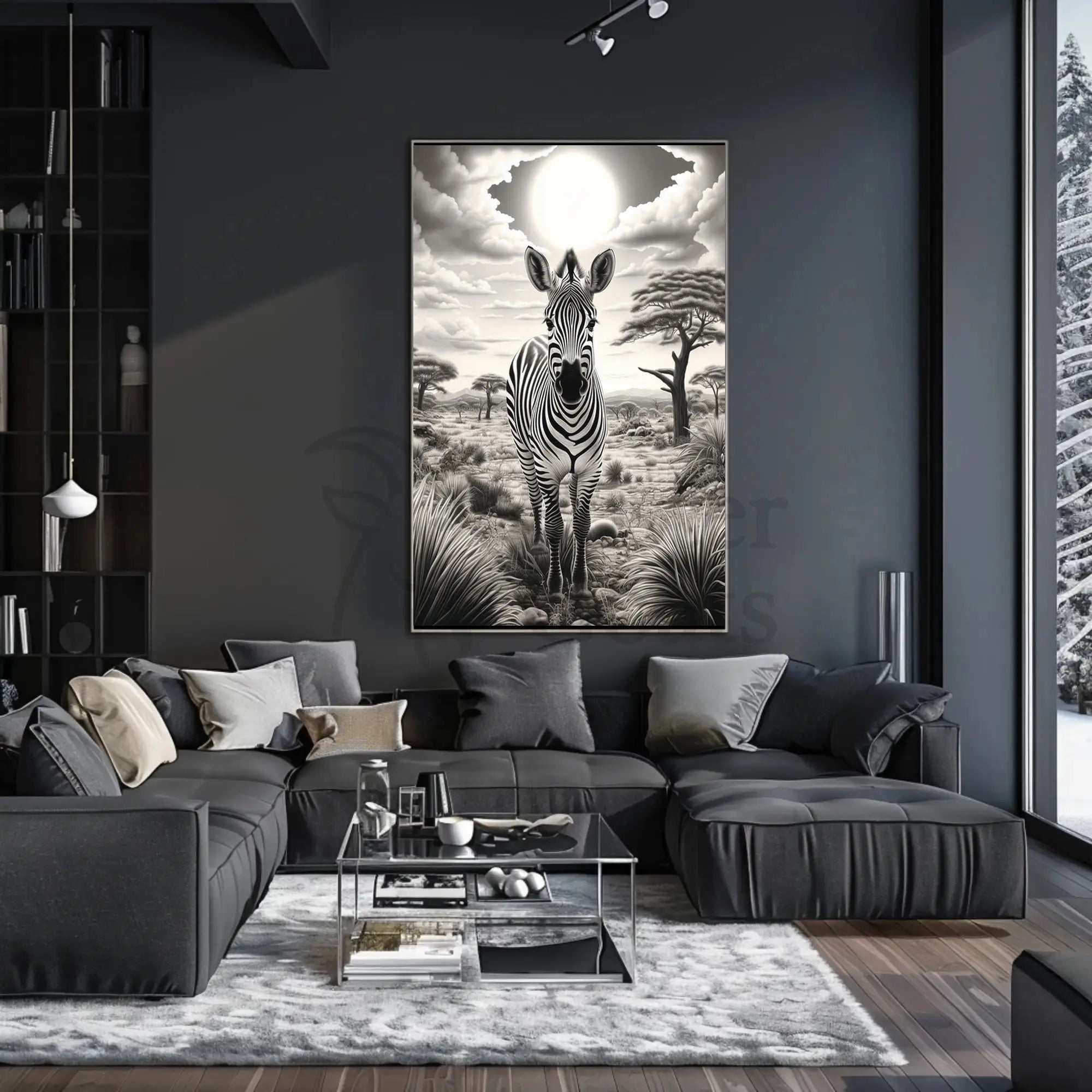 Majestic Zebra Savanna Scene Animal Poster PosterGoat