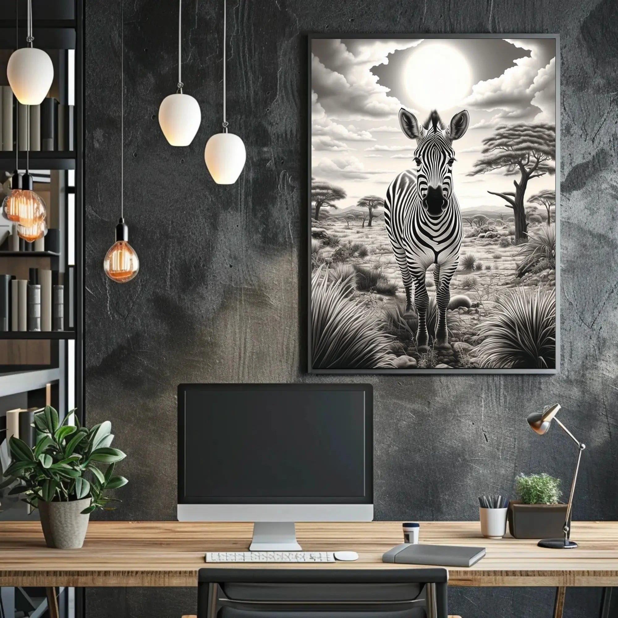 Majestic Zebra Savanna Scene Animal Poster PosterGoat