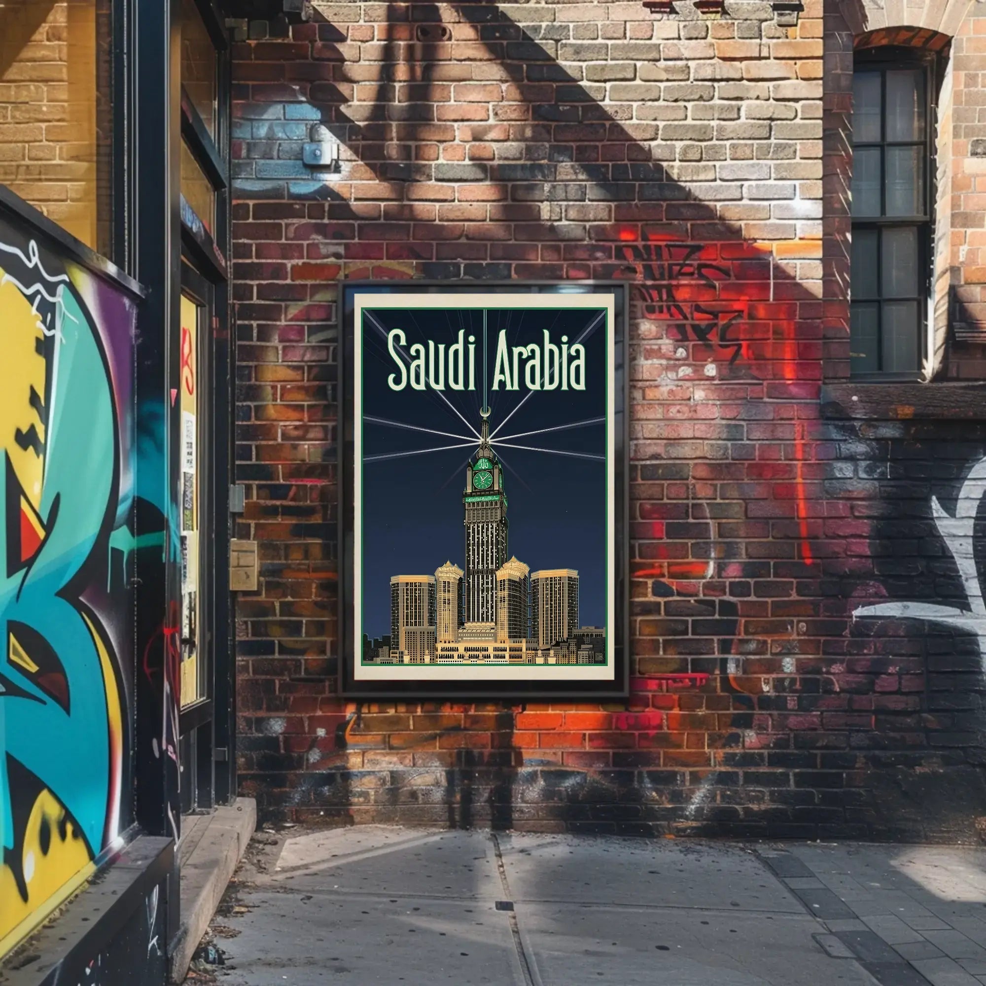 Makkah Royal Clock Tower Vintage Travel Poster PosterGoat