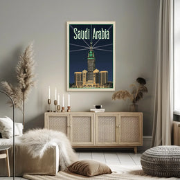 Makkah Royal Clock Tower Vintage Travel Poster PosterGoat