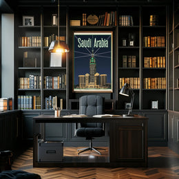 Makkah Royal Clock Tower Vintage Travel Poster PosterGoat