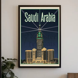 Makkah Royal Clock Tower Vintage Travel Poster PosterGoat