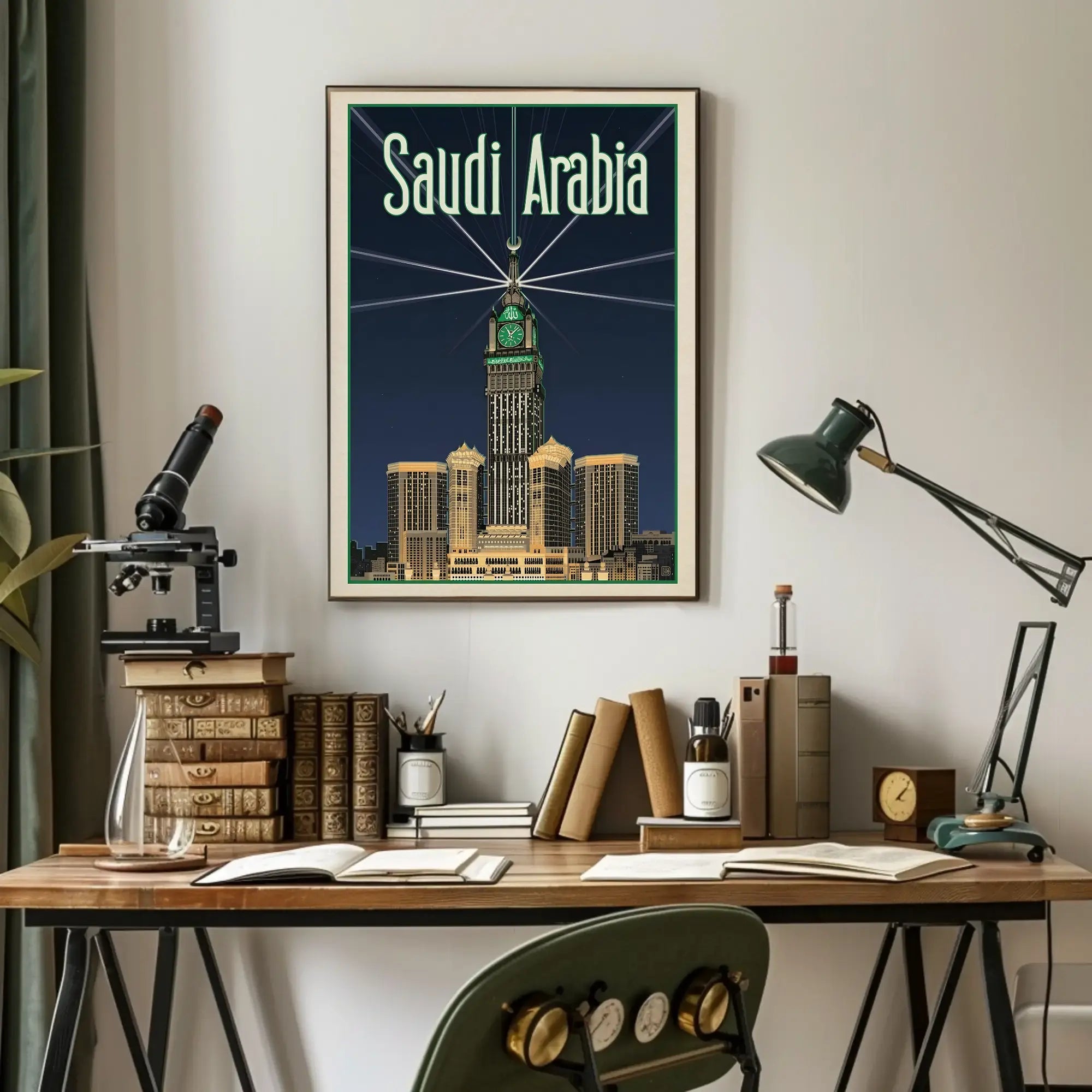 Makkah Royal Clock Tower Vintage Travel Poster PosterGoat