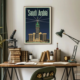Makkah Royal Clock Tower Vintage Travel Poster PosterGoat