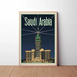 Makkah Royal Clock Tower Vintage Travel Poster PosterGoat