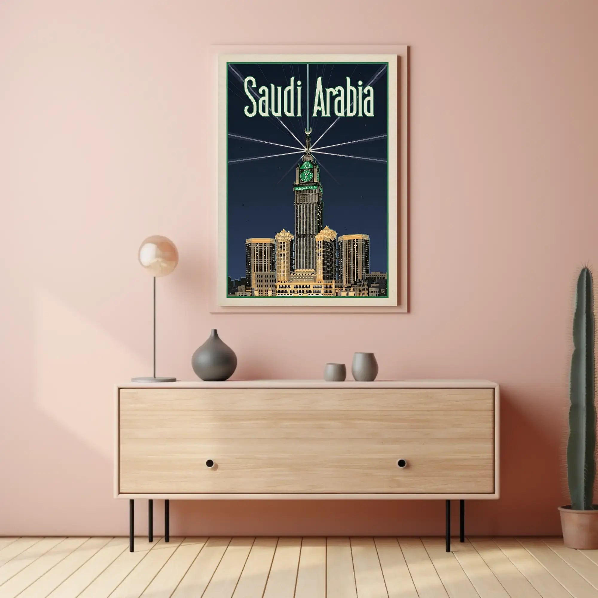 Makkah Royal Clock Tower Vintage Travel Poster PosterGoat