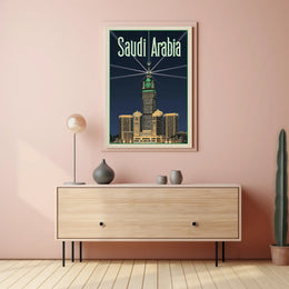 Makkah Royal Clock Tower Vintage Travel Poster PosterGoat