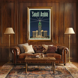 Makkah Royal Clock Tower Vintage Travel Poster PosterGoat