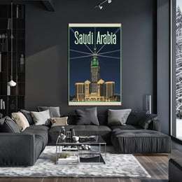 Makkah Royal Clock Tower Vintage Travel Poster PosterGoat