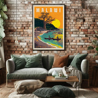 Malawi Lakeside Serenity Vintage Travel Poster PosterGoat