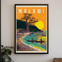 Malawi Lakeside Serenity Vintage Travel Poster PosterGoat