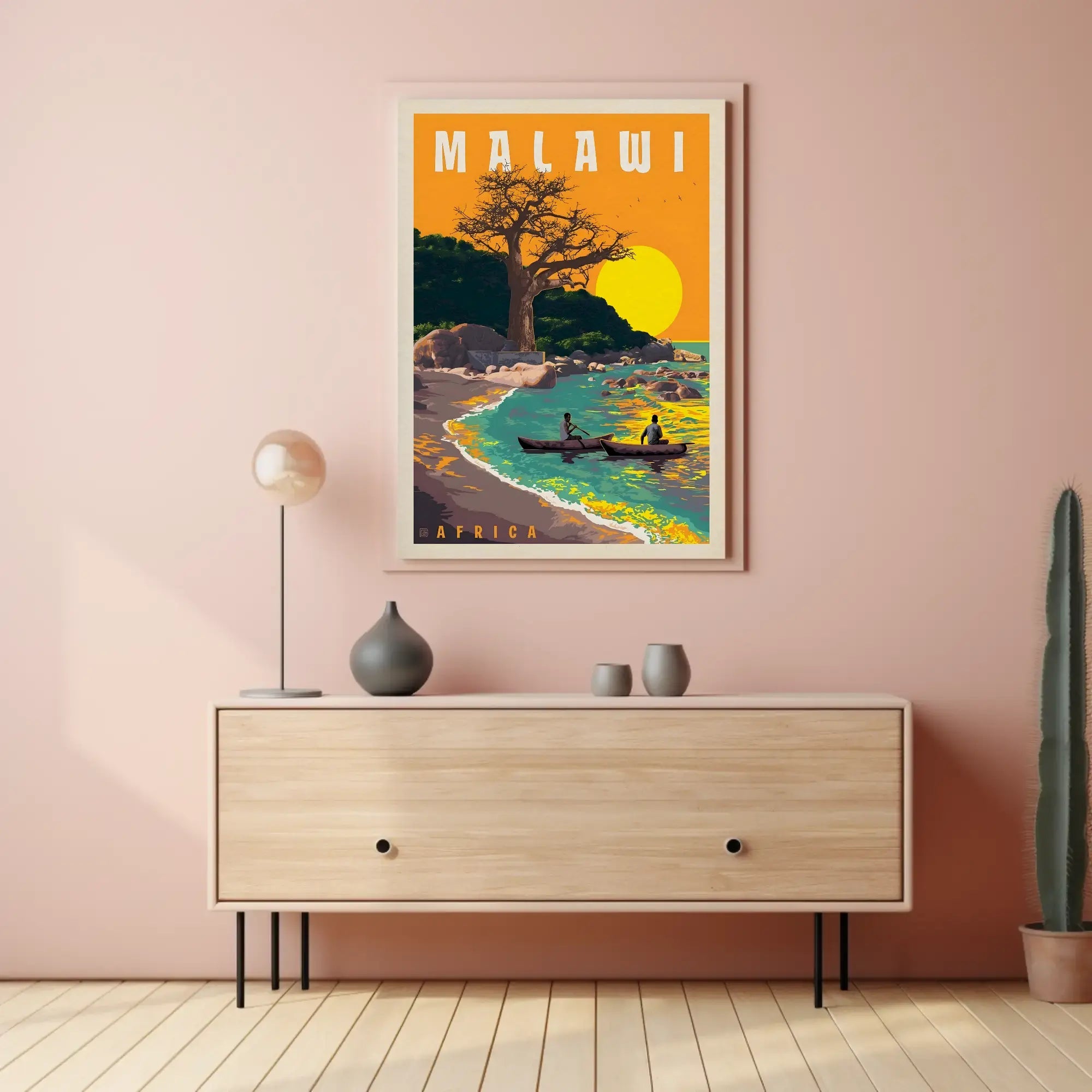 Malawi Lakeside Serenity Vintage Travel Poster PosterGoat
