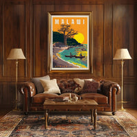 Malawi Lakeside Serenity Vintage Travel Poster PosterGoat