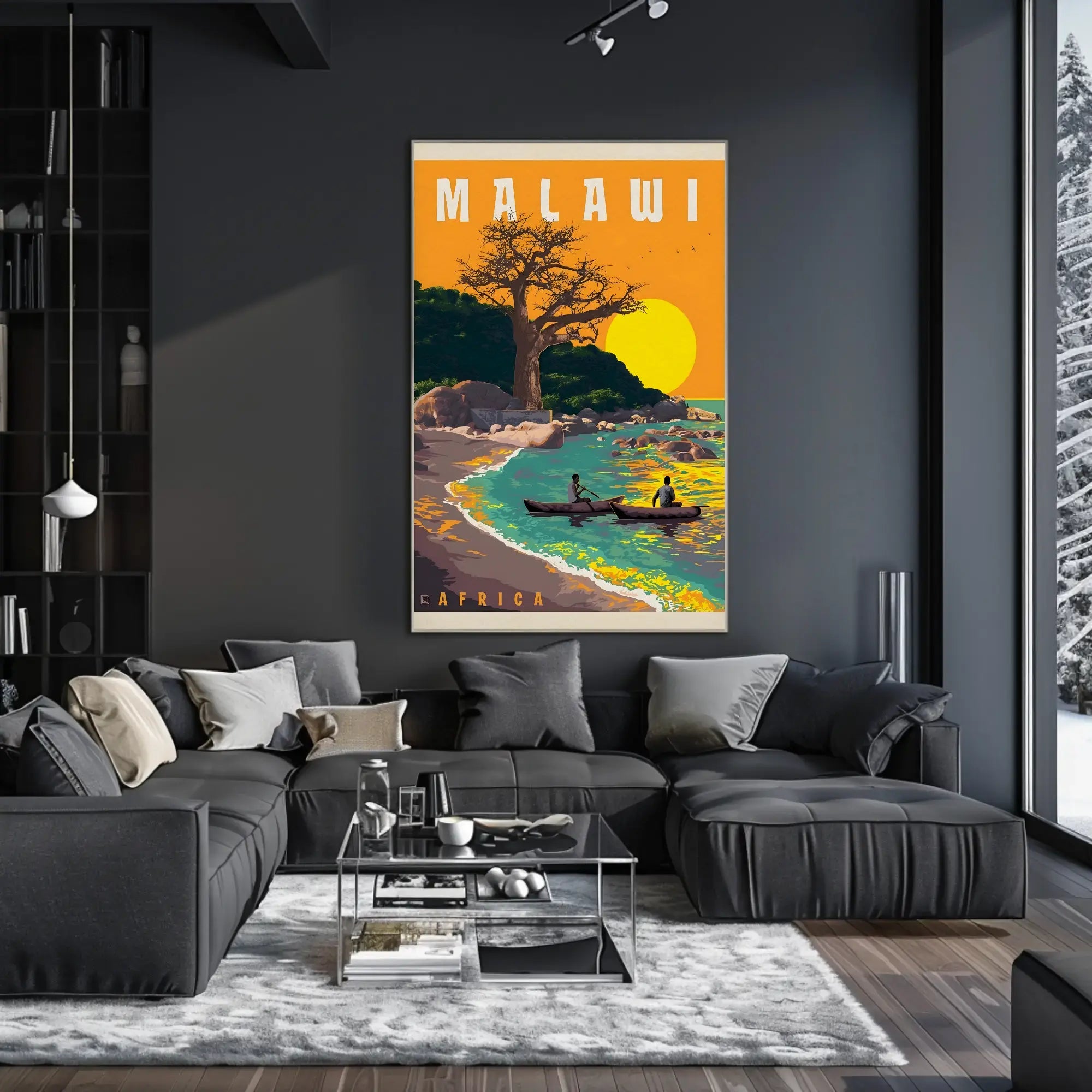 Malawi Lakeside Serenity Vintage Travel Poster PosterGoat
