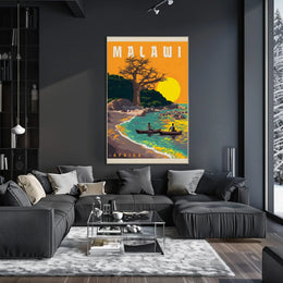 Malawi Lakeside Serenity Vintage Travel Poster PosterGoat