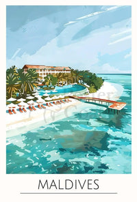 Maldives Island Paradise Travel Poster PosterGoat