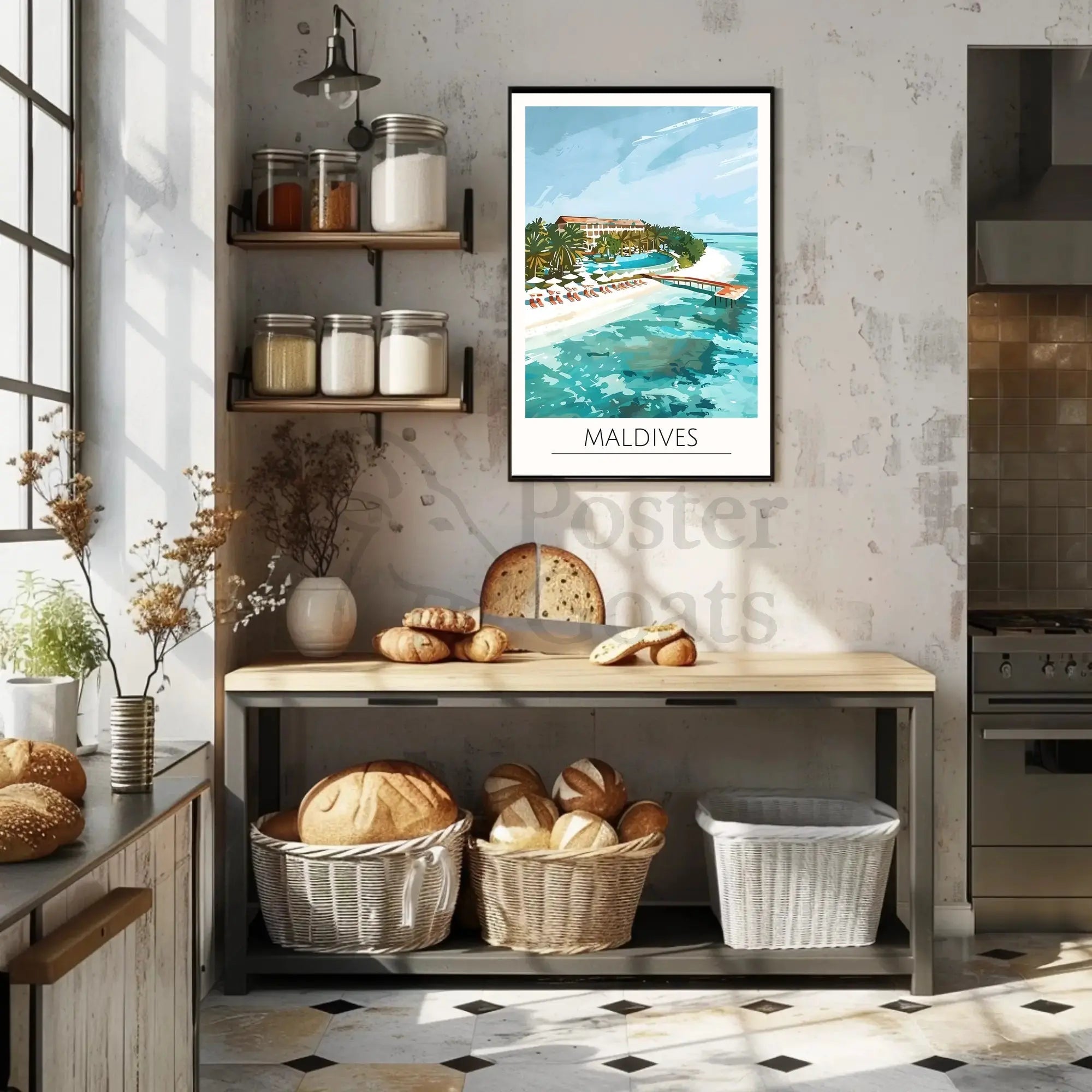 Maldives Island Paradise Travel Poster PosterGoat
