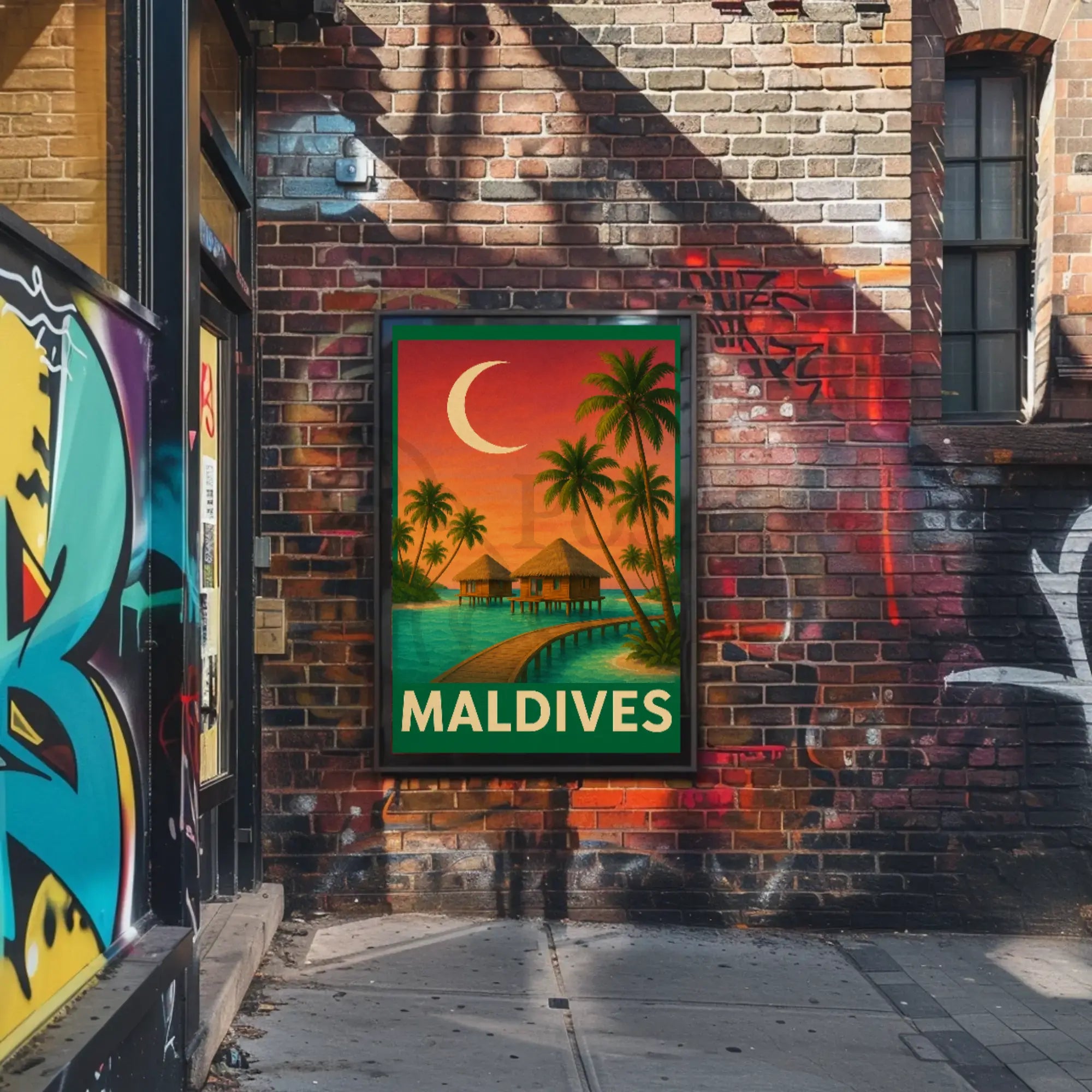 Maldives Tranquil Escape Vintage Travel Poster PosterGoat