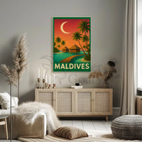 Maldives Tranquil Escape Vintage Travel Poster PosterGoat