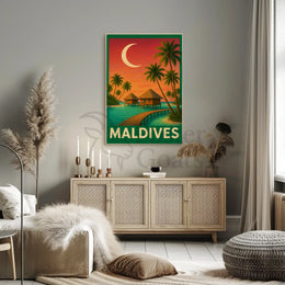 Maldives Tranquil Escape Vintage Travel Poster PosterGoat