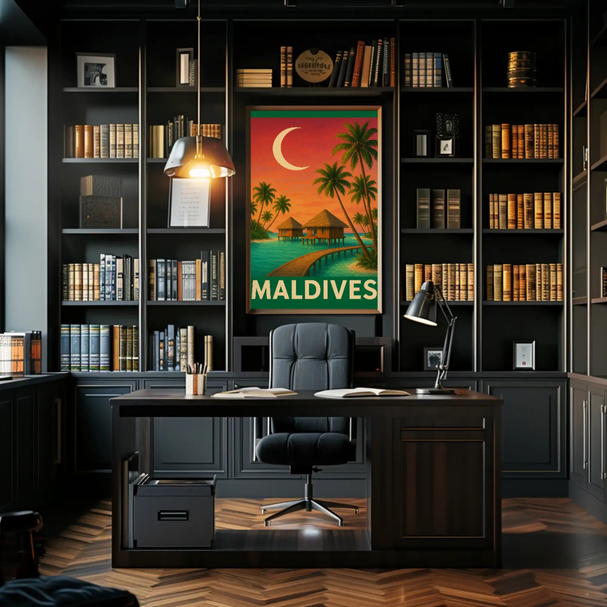 Maldives Tranquil Escape Vintage Travel Poster PosterGoat