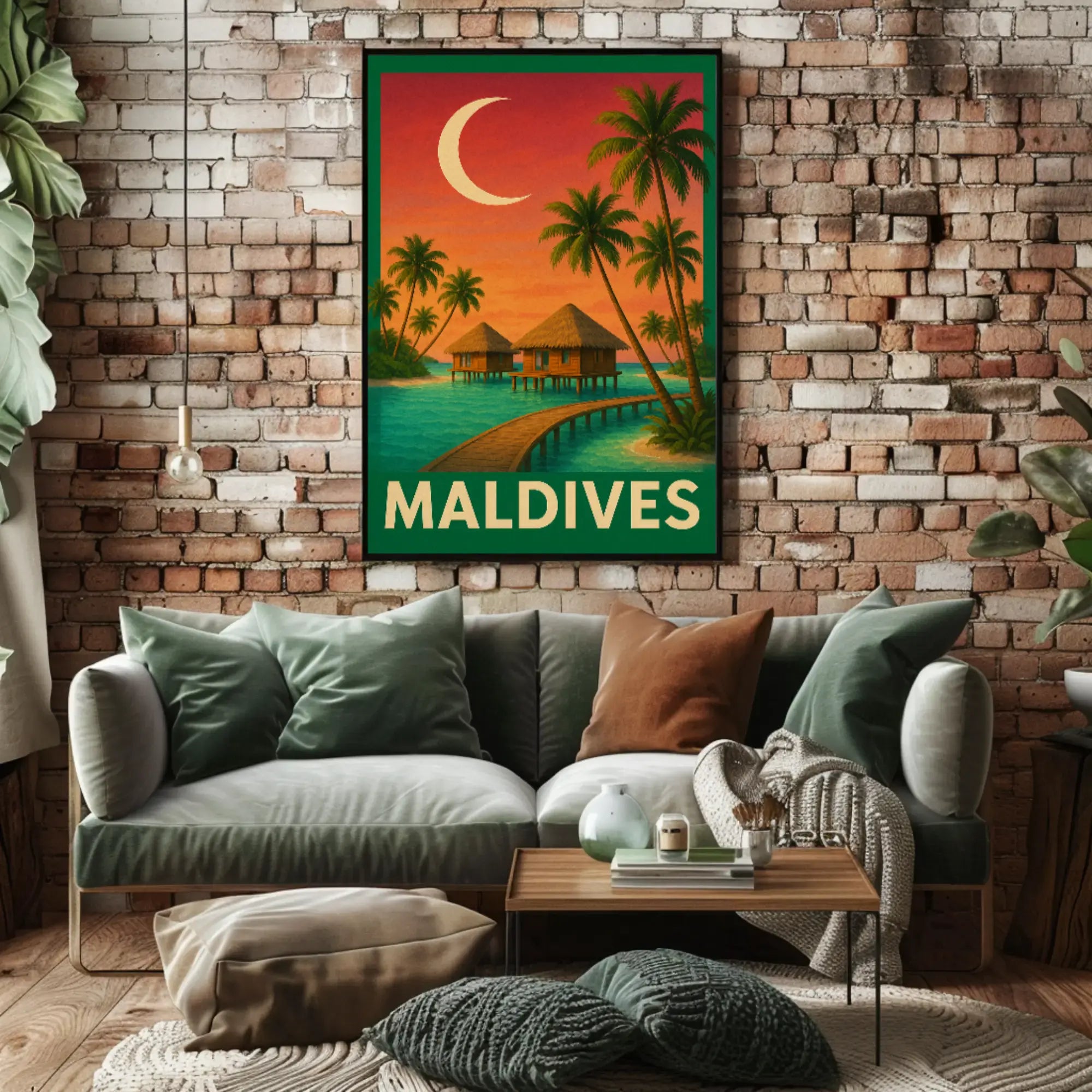 Maldives Tranquil Escape Vintage Travel Poster PosterGoat
