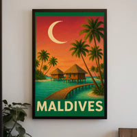 Maldives Tranquil Escape Vintage Travel Poster PosterGoat