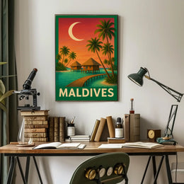 Maldives Tranquil Escape Vintage Travel Poster PosterGoat