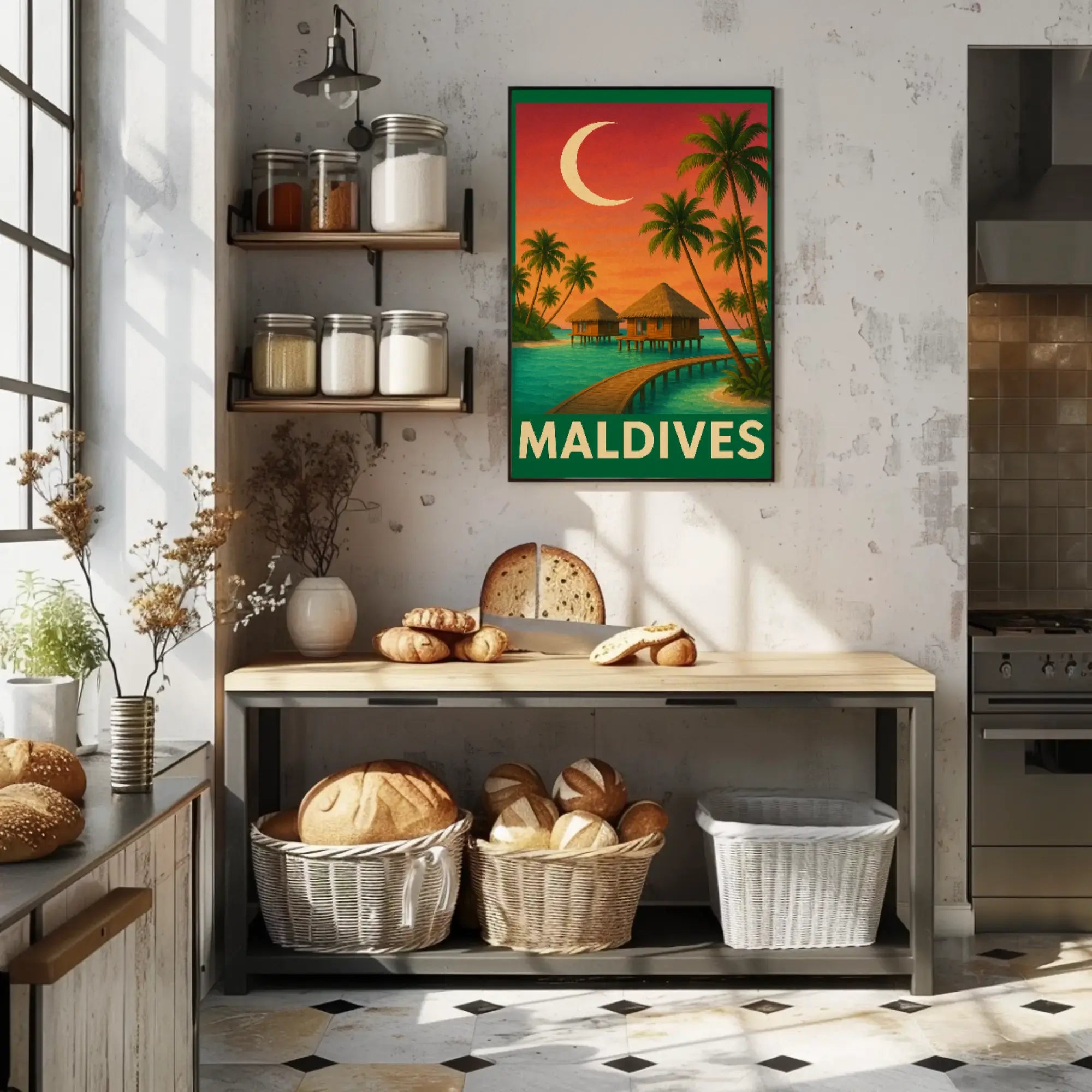 Maldives Tranquil Escape Vintage Travel Poster PosterGoat
