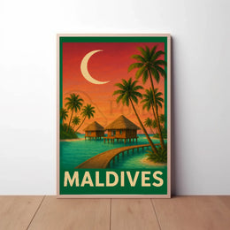 Maldives Tranquil Escape Vintage Travel Poster PosterGoat