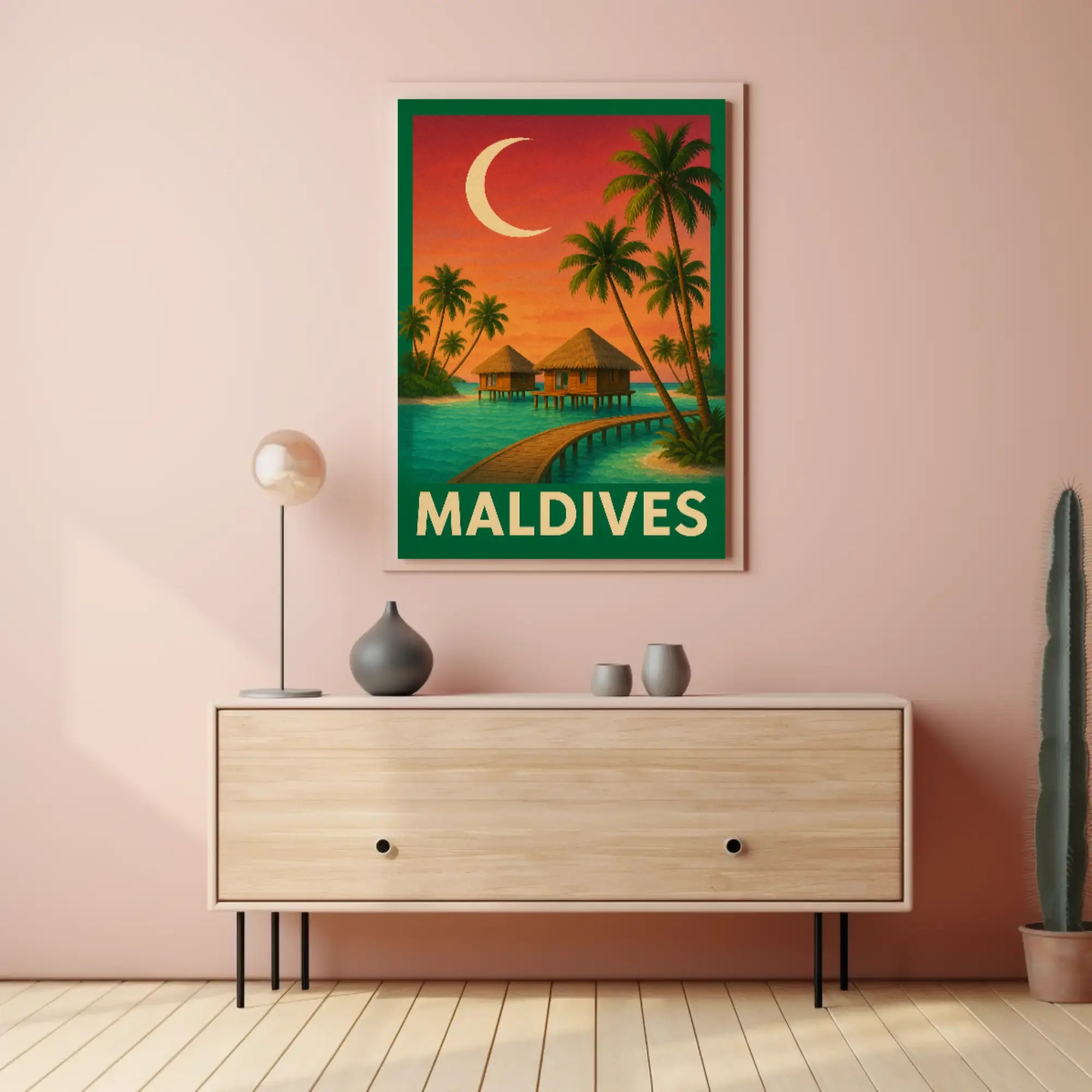 Maldives Tranquil Escape Vintage Travel Poster PosterGoat