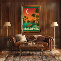 Maldives Tranquil Escape Vintage Travel Poster PosterGoat