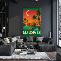 Maldives Tranquil Escape Vintage Travel Poster PosterGoat