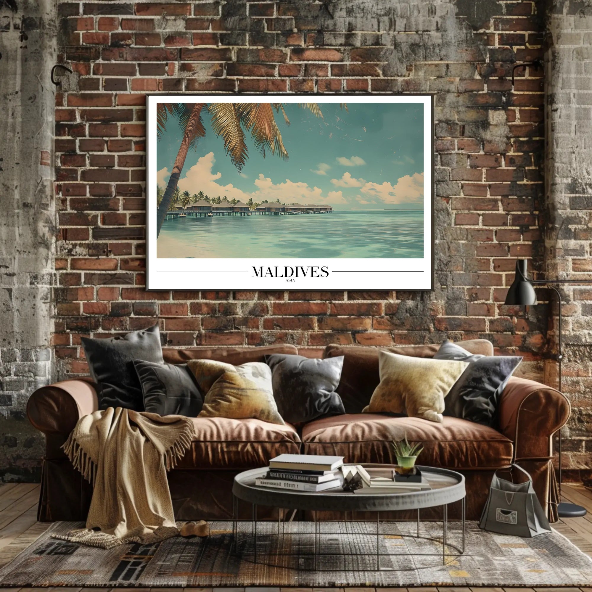 Maldives Tropical Escape Vintage Travel Poster PosterGoat