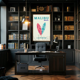 Malibu Beach Surfboards Travel Poster PosterGoat