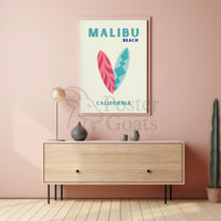 Malibu Beach Surfboards Travel Poster PosterGoat
