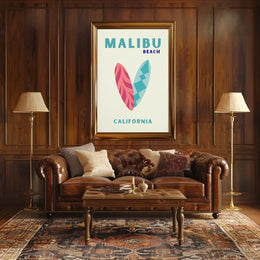Malibu Beach Surfboards Travel Poster PosterGoat