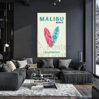 Malibu Beach Surfboards Travel Poster PosterGoat