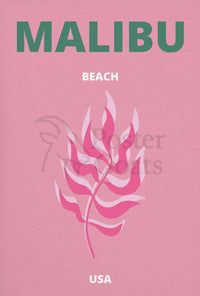 Malibu Pink Leaf Modern Travel Poster PosterGoat