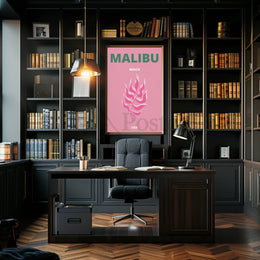 Malibu Pink Leaf Modern Travel Poster PosterGoat